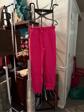 Women's Hot Pink Jogger Sweatpants with Elastic Waist